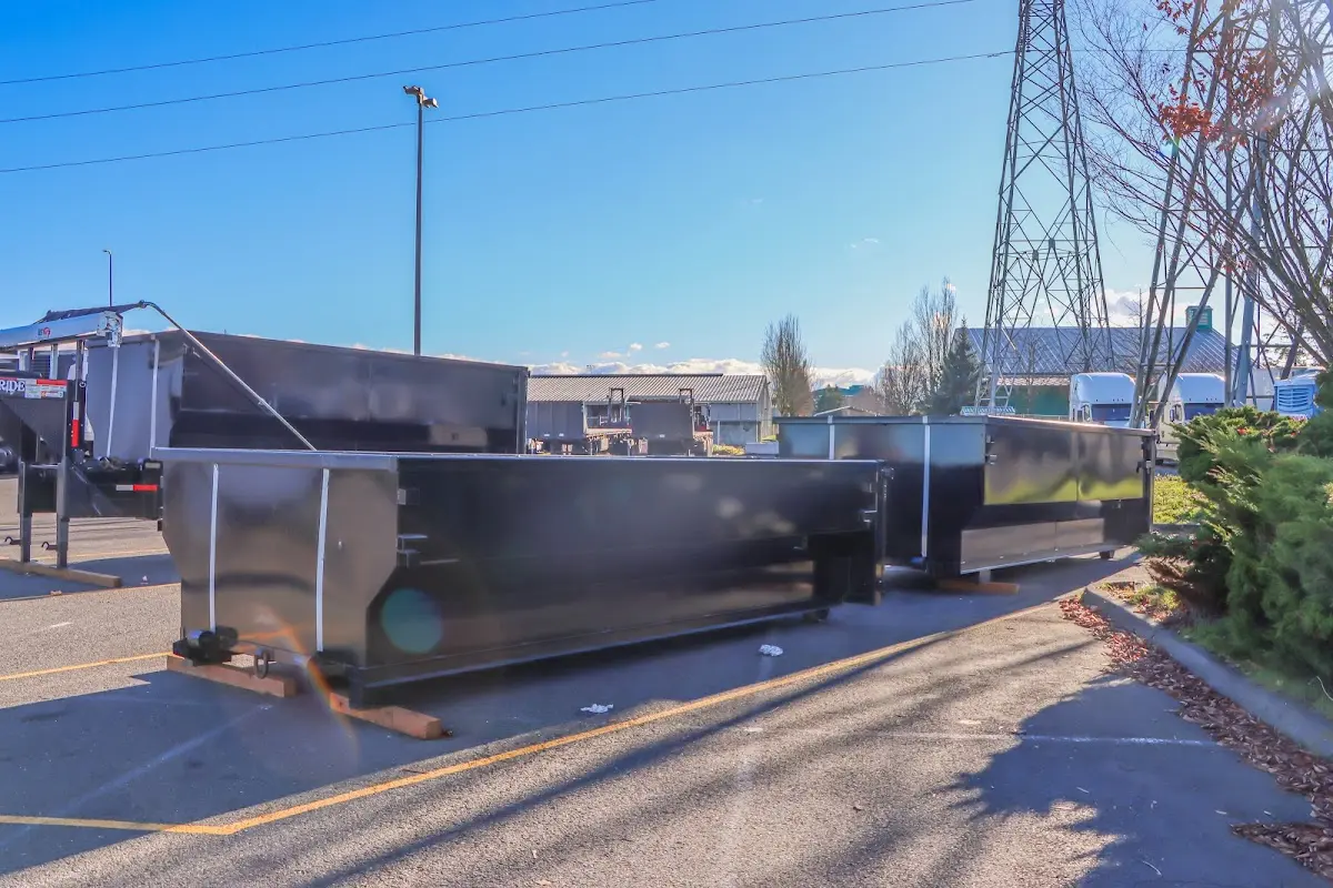 Roll-off dumpster ready for waste disposal at job site for Concrete Dumpster Rental in Casa Grande